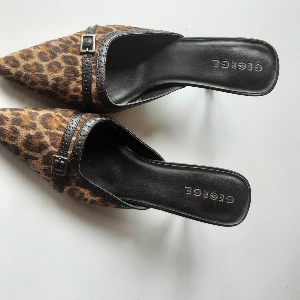 George Women's Brown Leopard Mules - Picture 1 of 6
